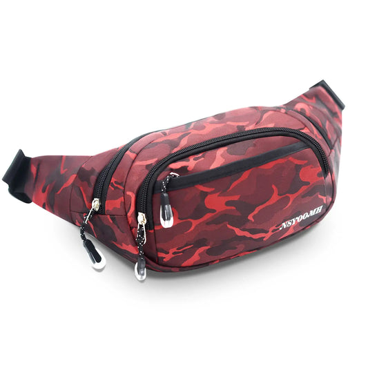 NSYOOMH Fanny Packs for Women & Men 5-Zipper Pockets Water Resistant Practical Waist Bag for Outdoor Running Cycling Sports Travel Hiking Camping Fishing Fashionable Camo Belt Bags